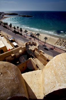 panoramas monastir tunisia the old wall castle    slot  and mediterranean sea