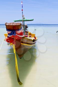 prow thailand  in  kho tao bay asia isle blue clean water    pirogue   and south china sea 
