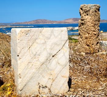 in delos greece the historycal acropolis and         old ruin site