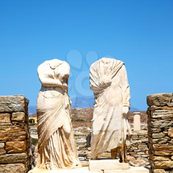 in delos   greece    the historycal acropolis and         old ruin site