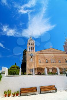 in paros      cyclades greece old church and greek  village the sky