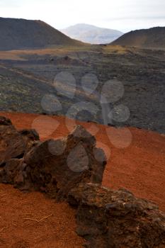 street in los volcanes lanzarote  spain volcanic timanfaya  rock stone sky  hill and summer