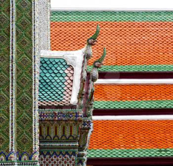 bangkok in the temple  thailand abstract cross colors roof wat  palaces   asia sky   and  colors religion mosaic