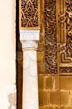 white   abstract old column in the  country  of  morocco   and marble brick