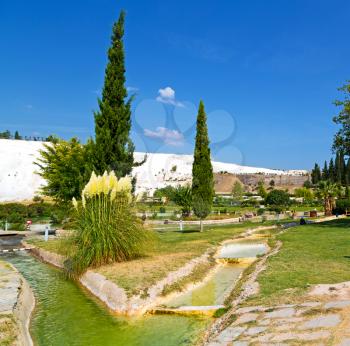     abstract in   pamukkale turkey asia the old calcium bath and travertine water
