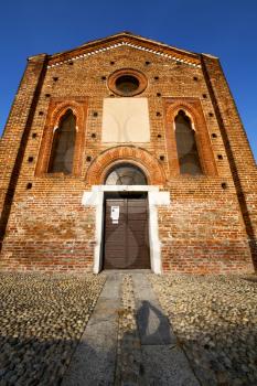  church  in  the   parabiago closed brick tower sidewalk italy  lombardy     old