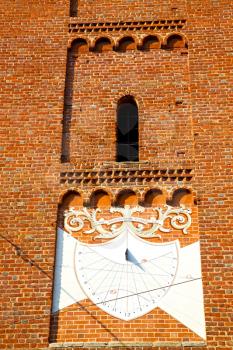 in  the  old   sunny clock  closed brick tower   italy  lombardy   