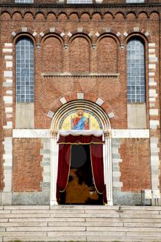  italy  lombardy     in  the  e legnano   old   church  closed brick tower     wall