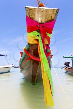 prow thailand  in  kho tao bay asia isle blue clean water    pirogue   and south china sea 
