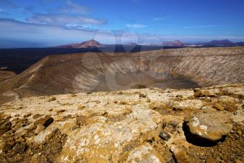 vulcanic timanfaya  rock stone sky  hill and summer in los volcanes lanzarote spain