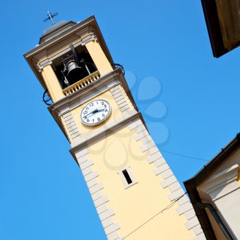 ancien clock tower in italy europe old  stone and bell