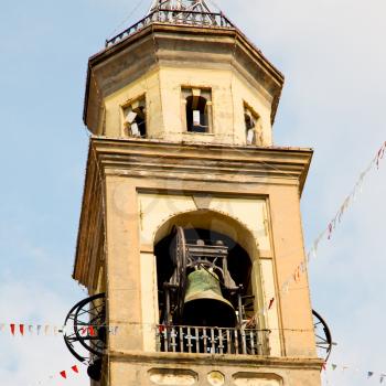 ancien clock tower in italy europe old  stone and bell