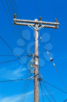  in the cloudy  sky and abstract background current pole     electricity line