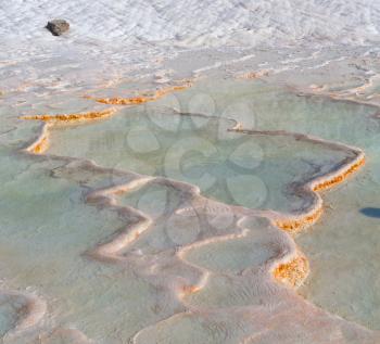 unique abstract in   pamukkale turkey asia the old calcium bath and travertine water