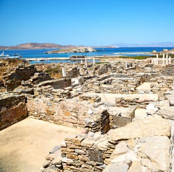in delos greece the historycal acropolis and    old ruin site