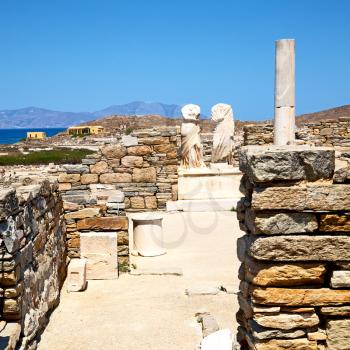 in delos   greece    the historycal acropolis and         old ruin site