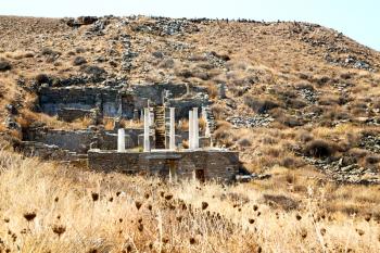 in delos   greece    the historycal acropolis and         old ruin site