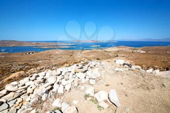 in delos         greece the historycal acropolis and         old ruin site