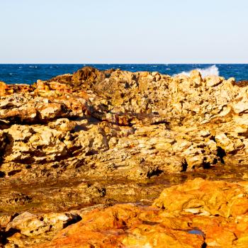  relax near sky in oman coastline sea ocean  gulf rock and beach