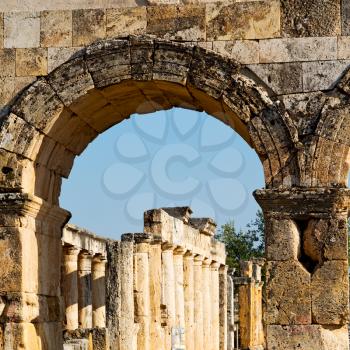  pamukkale    old       construction     in asia turkey the column  and the roman temple 