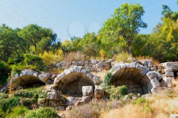  anatolia    from    the hill in asia turkey termessos old architecture and nature 