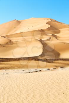 the empty quarter  and outdoor  sand  dune in oman old desert rub al khali 