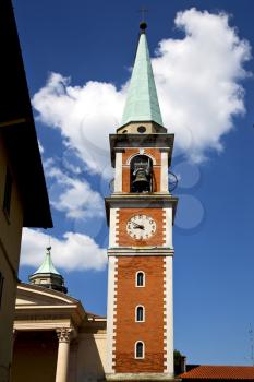 church   olgiate olona   italy the old wall terrace  window  clock and bell tower