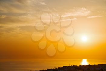 in santorini greece sunset and    the sky    mediterranean red sea