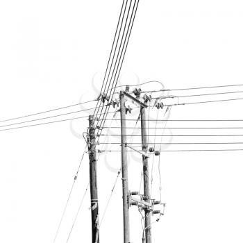  wood pylon energy and current line   in oman the electric cable