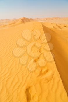 the empty quarter and outdoor  sand dune in oman old desert rub al khali 