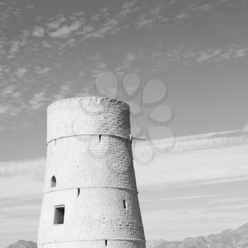 fort battlesment sky and  star brick in oman muscat the old defensive  