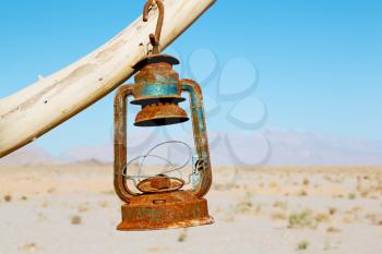 in iran blur old dead tree in the empty desert of persia lamp oil on branch