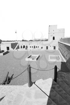 fort  battlesment sky and    star brick in oman    muscat the old defensive  
