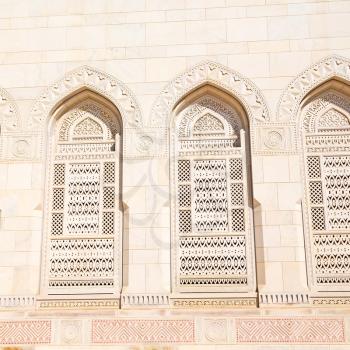 in oman the wall of big muscat mosque abstract background and antique