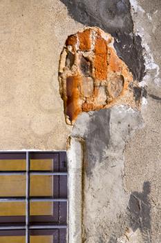 tradate window  varese italy abstract      wood venetian blind in the concrete  brick