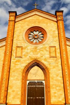 lombardy    in  the  villa cortese  old   church  closed brick tower wall  italy