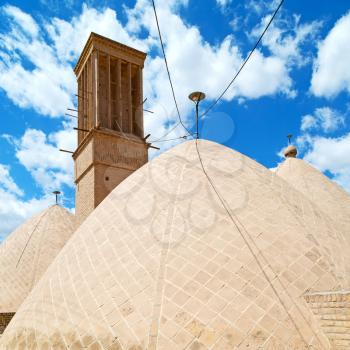 in iran  blur  yazd  the old  wind tower construction  used to frozen water and ice