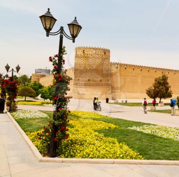 in iran shiraz the old castle   city defensive architecture near a garden
