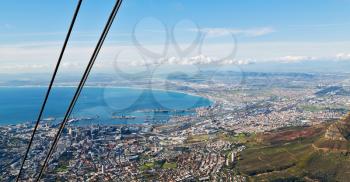 blur  in south africa cape town  city skyline from table mountain sky ocean and house