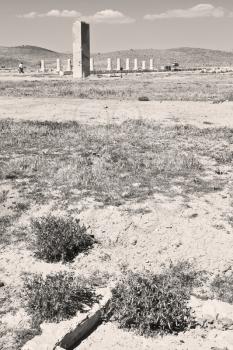 blur  in iran   pasargad the old construction  temple and grave column blur
