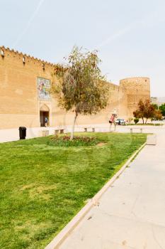 in iran shiraz the old castle   city defensive architecture near a garden
