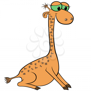 Giraffe isolated on white background. Hand drawing cartoon vector illustration