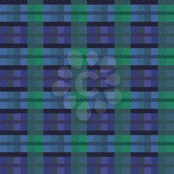 Seamless checkered dark blue with green vector pattern as a tartan plaid