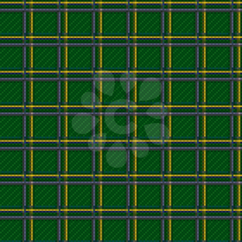 Tartan plaid fabric green checkered texture, seamless pattern