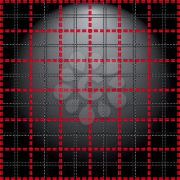 Red grid of double dashed lines on abstract lighting background, vector illustration