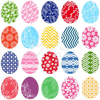 Set of twenty ornamental Easter eggs, hand drawing vector illustration