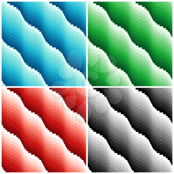Four colored wavy seamless vector patterns in single file