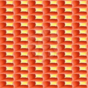 Ornamental seamless vector pattern like a pseudo 3D image in terracotta and yellow hues