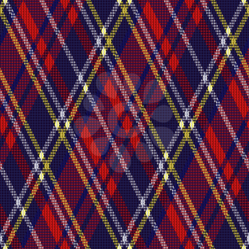 Rhombic seamless shades of dark blue, red and white vector pattern as a tartan plaid