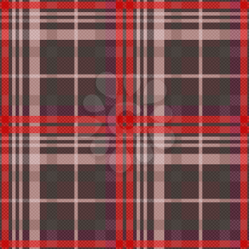 Rectangular seamless vector pattern as a tartan plaid mainly in muted red and other colors